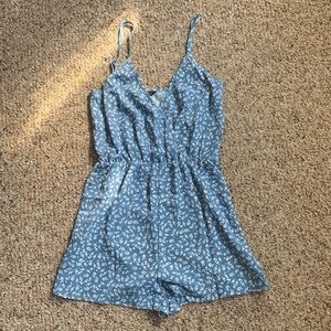 Shein blue floral romper